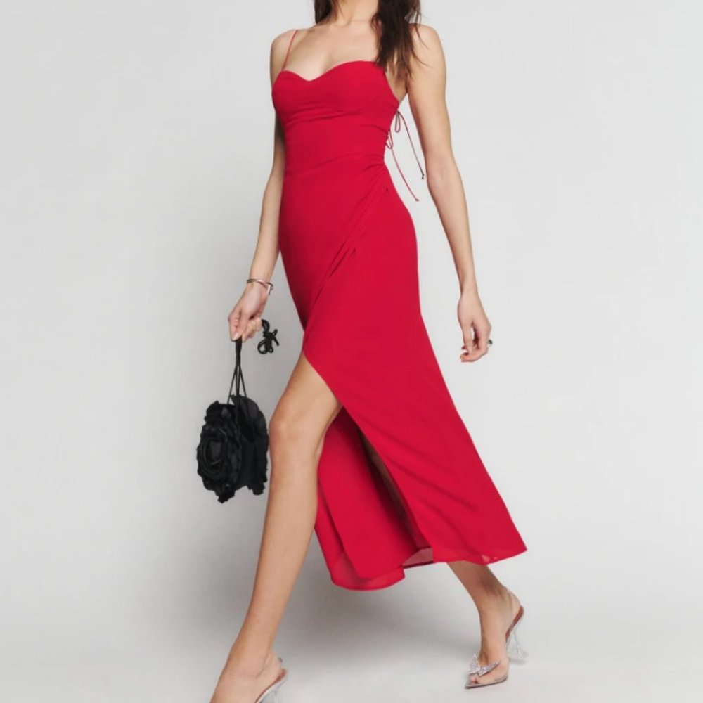 Reformation Kourtney Dress in Cherry (Red) Size 0